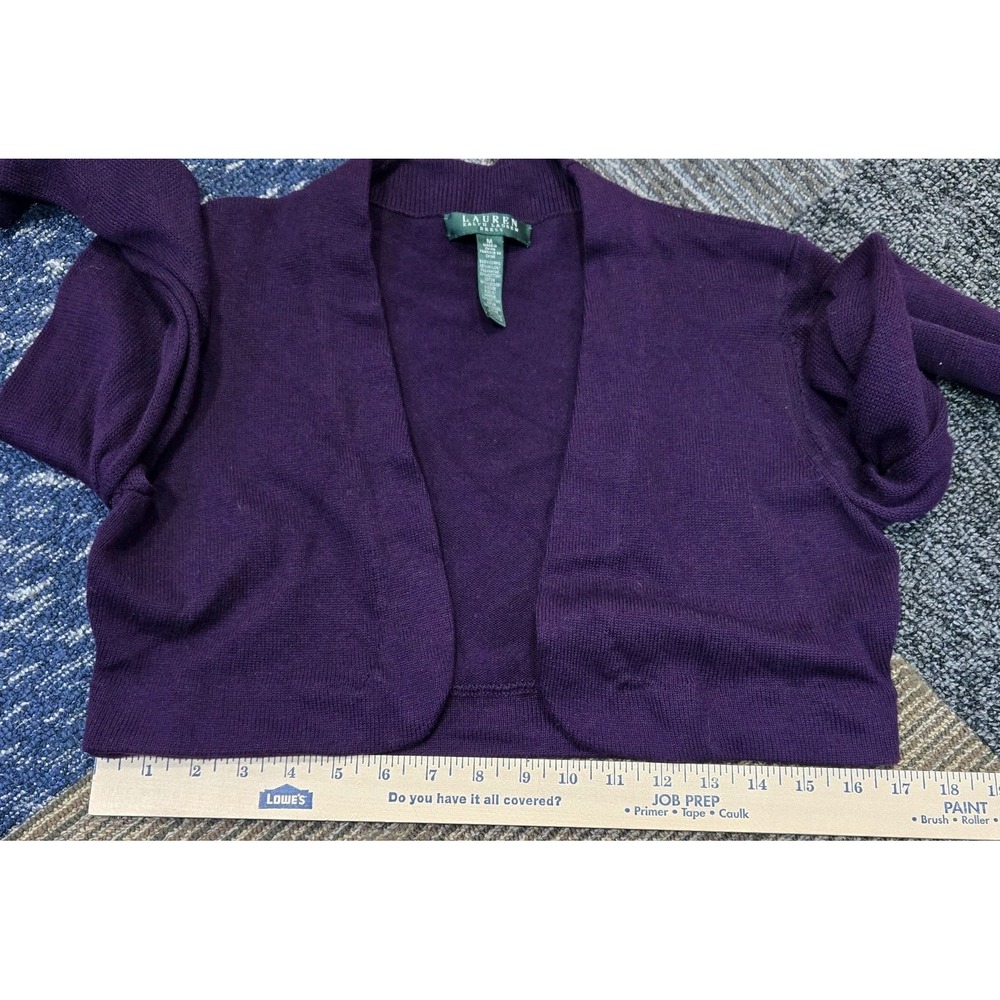 Lauren Ralph Lauren Dress Shaw Sweater Womens M Solid Purple Long Sleeve Crop - Picture 5 of 6